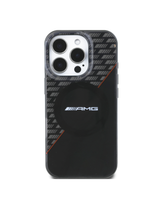 iPhone 16 Pro Case Rhombs Transparent Double Layer MagSafe - Black/Red