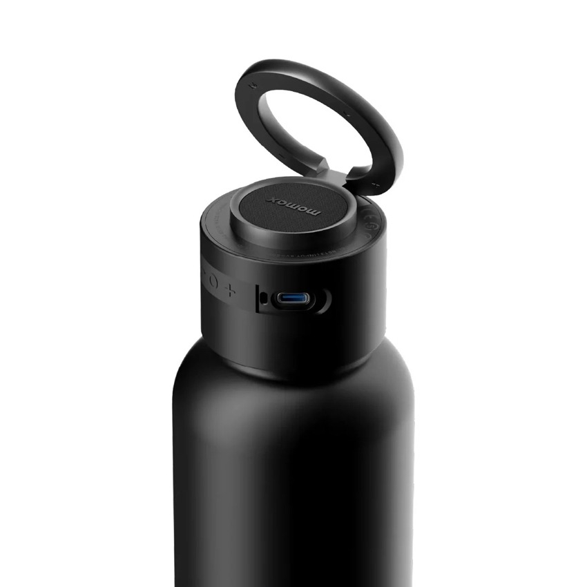 MOMAX 1-VIBE Bottle Magnetic Wireless Speaker Flask - Black