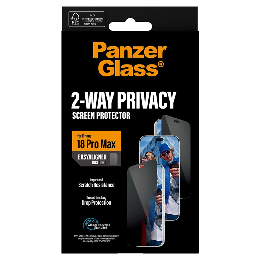 ฟิล์มส่วนตัว Ultra Wide Fit Privacy w.EasyAligner for iPhone 18 Pro Max กันกระแทก แบรนด์ PANZERGLASS